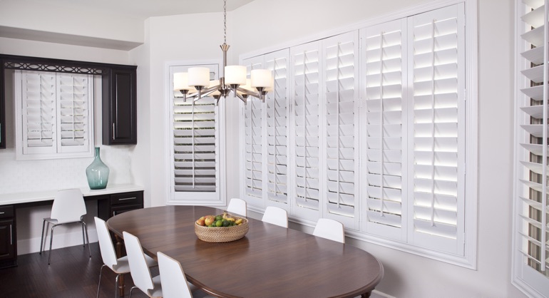 plantation shutters in Cleveland dining room